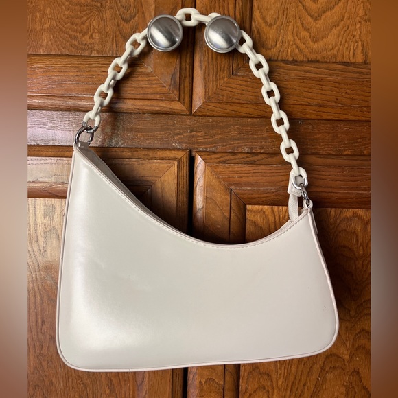 MMS Design Studio Handbags - Chain Handle Asymmetric Shoulder Bag MMS Design Studio Cream Purse
